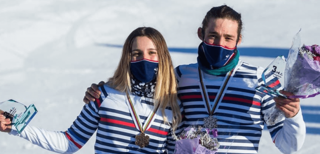 Léo Le Blé Jaques Julia Pereira de Sousa Mabileau médaille de bronze aux Championnats du monde par équipe de snowboard cross